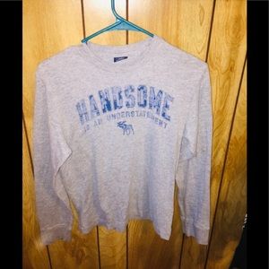 Abercrombie Medium Long Sleeve Gray Tee/Blue Print